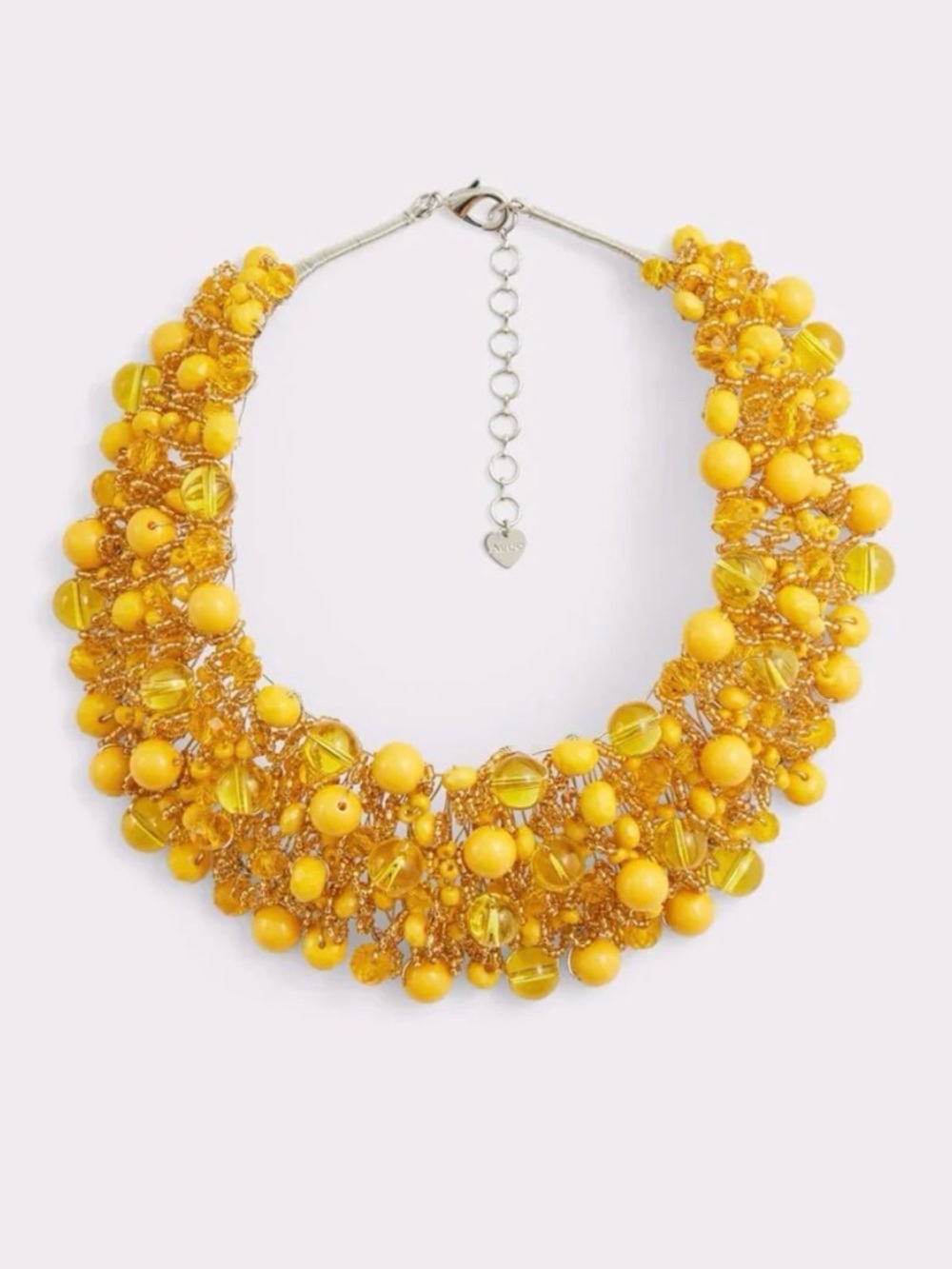 Yellow Beaded Statement Necklace - Women's Fashion Jewelry - Picture 4 of 4